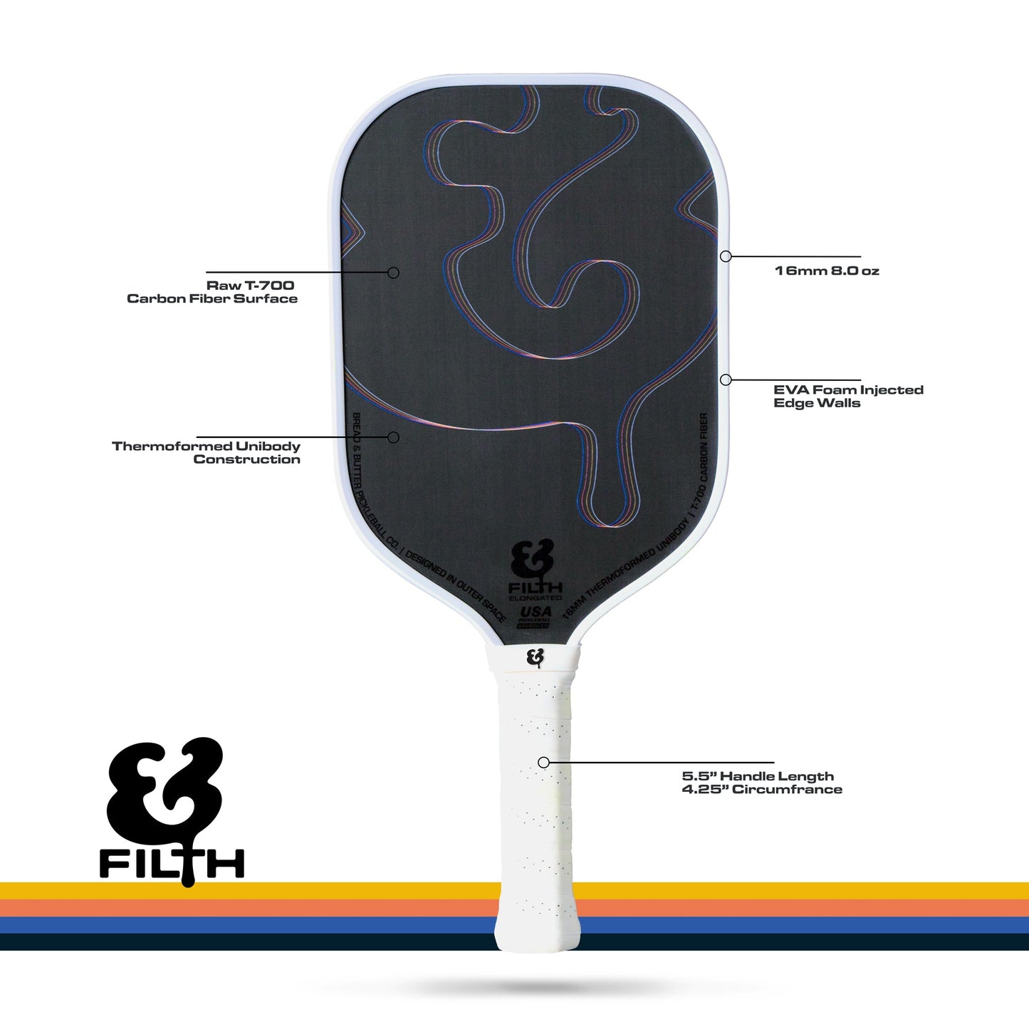 Bread & Butter - Filth 16MM Pickleball Paddle - White on White