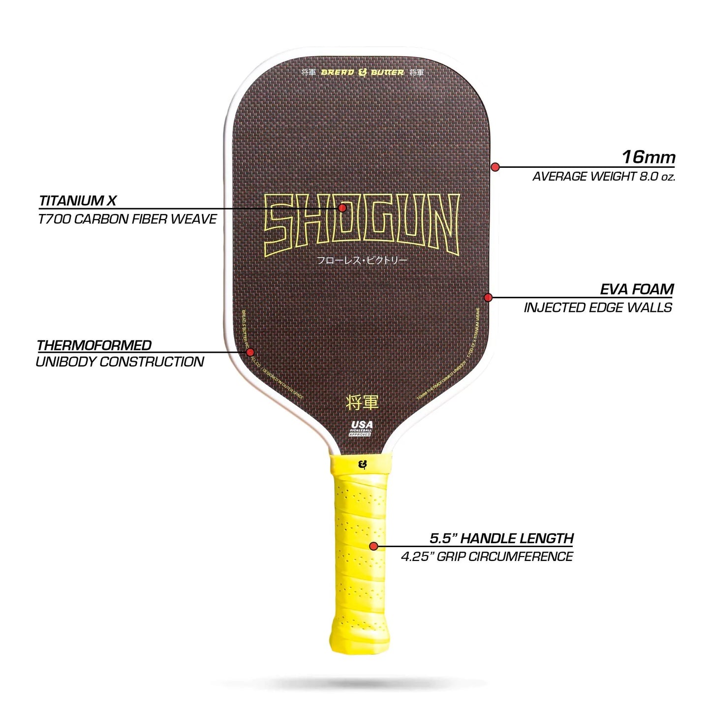 Bread & Butter - The Shogun 16mm Pickleball Paddle